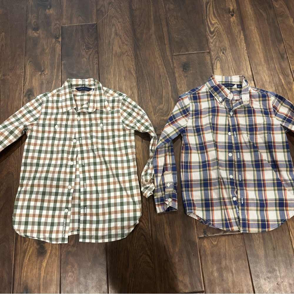 Janie and Jack Plaid Button-Down Shirts - Green, Brown, Blue, and Red